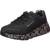 Skechers Uno Lite Mooie Luv meisjes Sneaker, Zwarte Synthetische Multi Trim, 27.5 EU