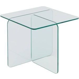 Goossens Salontafel Davey vierkant, glas transparant, modern design, 50 x 46 x 50 cm