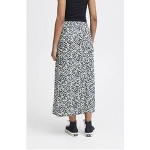 ICHI midi rok IHMARRAKECH met all over print beige/ zwart