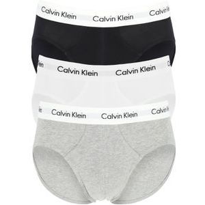 Calvin Klein hipster brief (3-pack), heren slips, zwart, wit, grijs met witte band -  Maat: M
