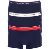 Tommy Hilfiger low rise trunk (3-pack), lage heren boxers kort, blauw met 3 kleuren tailleband -  Maat: M