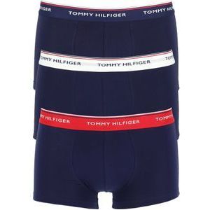 Tommy Hilfiger low rise trunk (3-pack), lage heren boxers kort, blauw met 3 kleuren tailleband -  Maat: XL