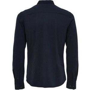 Overhemd heren- Only & Sons- Donker blauw- stretch- lange mouwen- maat S