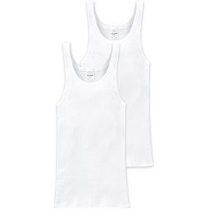Schiesser Heren 2 stuks onderhemd zonder mouwen - Essential Fijnrib, wit, 3XL