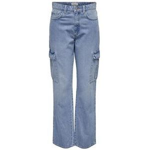 ONLY High Waist Cargo Jeans ONLRILEY Medium Blue Denim