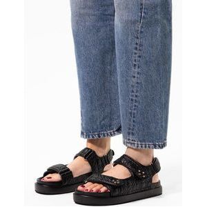 Sacha - Dames - Zwarte chunky sandalen met studs - Maat 39