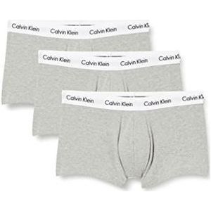 Calvin Klein 3 Pack Low Rise Trunks - Katoen Stretch heren Boxers Lage taille,Grijs,XS