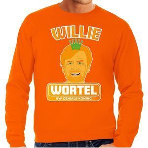 Bellatio Decorations Koningsdag sweater - Willie Wortel - heren - trui - oranje S