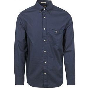 Gant - Casual Overhemd Poplin Navy - Heren - Maat XXL - Regular-fit