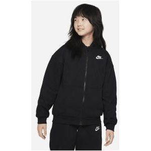 Nike Sportswear Club Fleece oversized hoodie met rits over de hele lengte voor meisjes - Zwart