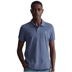 GANT Reg Shield Ss Pique poloshirt voor heren, Dark Jeansblue Melange, L