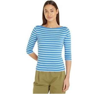 Tommy Hilfiger Dames S/S gebreide tops, Breton Stp/Blauwe spreuk/Ecru, XXL/stor/tall