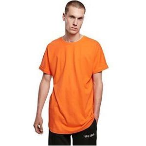 Urban Classics Heren T-shirt Long Shaped Turnup Tee, casual T-shirt voor mannen, in lange snit, verkrijgbaar in vele kleuren, maten XS-5XL, mandarijn, 4XL