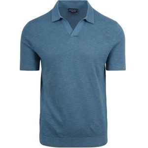 Suitable - Polo Riva Linnen Blauw - Modern-fit - Heren Poloshirt Maat M