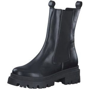 Tamaris DAMES Enkellaarzen, Vrouwen Chelsea Laarzen,verwisselbaar voetbed,laarzen,halve laarzen,bootie,sliplaars,hoog,BLACK LEATHER,37 EU