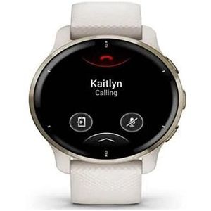 GARMIN Venu 2 Plus, Health Smartwatch, GPS, 1,3-inch AMOLED-Scherm, Fitness en Gezondheidsfuncties, 25 Sport-Apps, Muziekopslag, Garmin Pay, Ongevallendetectie, Wit, Cream Gold