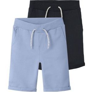 NAME IT NKMVERMO 2P LONG SWE SHORTS UNB F NOOS Jongens Broek - Chambray BluePack:PACKED WITH DARK SAPPHIRE - Maat 116