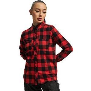 Urban Classics Dames Turnup Checked Flanel overhemd dames, meerkleurig (Blk/Red 44), XL