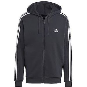 Adidas Heren Volwassen Essentials Fleece 3-Stripes Full-Zip Hooded Track Top, Zwart, XS, Zwart, XS