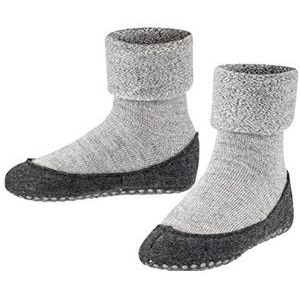 FALKE Unisex Kids Cosyshoe Slipper Sokken Merino Wol Blauw Grijs Meer Kleuren Dikke Warme Effen Met Gedrukt Siliconen Nubs Op Zolen Voor Een Verbeterde Grip 1 Paar, Grijs Licht Grijs 3400, 6-7