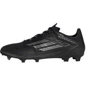 adidas F50 League voetbalschoenen voor dames en heren, stevige grondschoenen, Core Black Iron Met Goud Met, 38 2/3 EU