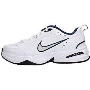 Nike Air Monarch IV fitnessschoenen voor heren, Wit Midnight Navy Metallic Zilver, 46 EU