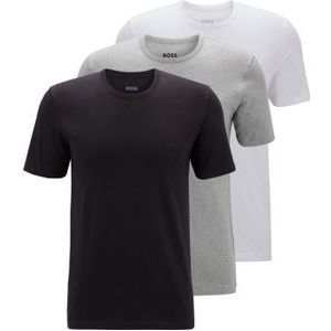 HUGO BOSS Classic T-shirts regular fit (3-pack), heren T-shirts O-hals, zwart, grijs, wit -  Maat: L