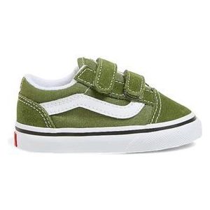 Vansunisex voor kinderen. VN000CPZCIB1 Old Skool groen leren sportschoenen (26), Plat, Klittenband, Casual, kinderkleding