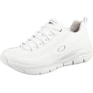 Skechers Arch Fit Citi Drive Sneaker voor dames, Wit Leer Zilver Wit Trim, 35 EU