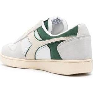 Diadora Magic Basket Low Suede Leather, uniseks, volwassenen, wit/groen (Fogliagegreen), 44,5 EU, wit, bladgroen, 44.5 EU