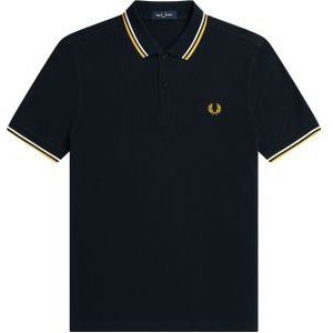 Fred Perry M3600 polo twin tipped shirt, pique, Navy / Ecru / Golden hour -  Maat: XL