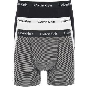 Calvin Klein trunks (3-pack), heren boxers normale lengte, zwart, wit en gestreept -  Maat: XL