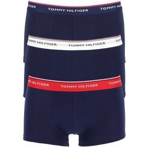 Tommy Hilfiger low rise trunk (3-pack), lage heren boxers kort, blauw met 3 kleuren tailleband -  Maat: XXL