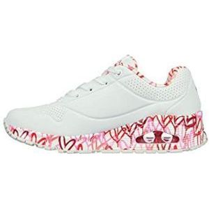Skechers Uno liefdevolle liefde dames Sneaker, White Durabuck/Red&Pink Mesh Trim, 36 EU