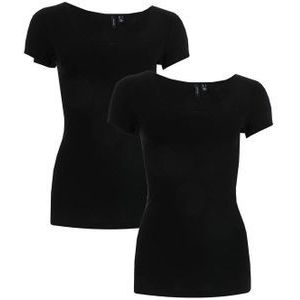 Vero Moda Maxi Set Van 2 Zachte Zwarte T-shirts Voor Dames - Maat 42