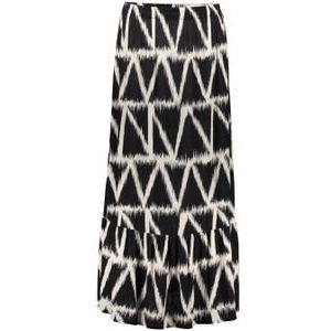 Geisha midi rok met all over print zwart/ecru