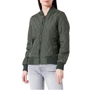 Urban Classics Diamond Quilt Nylon Jacket Jacket voor dames, olijfgroen, S