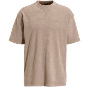 BOSS badstof oversized T-shirt Teetowel met logo open brown
