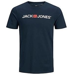 JACK & JONES T-shirt in grote maten voor heren, katoenen jersey, marineblauwe blazer, 6XL
