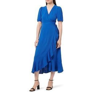 ONLY Vrouwelijke jurk normale snit V-hals elastische manchetten korte jurk, blauw, XS