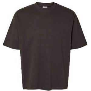 SELECTED HOMME Heren T-shirt Oversized Korte Mouw, chocolade taart, S