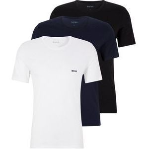 HUGO BOSS Classic T-shirts regular fit (3-pack) - heren T-shirts O-hals - wit - navy - zwart - Maat: M