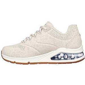 Skechers Uno 2""""-Kat-Neato Sneaker voor dames, gebroken wit, tonale, durabuck mesh met luipaardprint, 39,5 EU