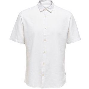 ONLY & SONS Onscaiden Ss Linen Shirt Noos Overhemd voor heren, wit, L