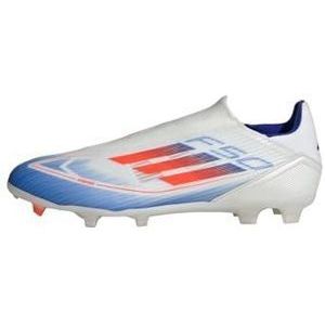 adidas Unisex F50 League veterloze voetbalschoenen stevige grondschoenen, Ftwr White Solar Rood Lucide Blauw, 46 2/3 EU