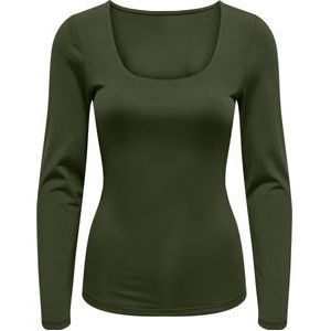 Only T-shirt Onlea L/s 2-way Deep Neck Top Jrs N 15302647 Rifle Green Dames Maat - L