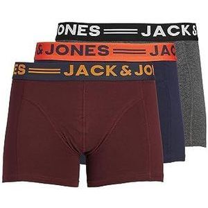 JACK & JONES Mannelijke boxershorts verpakking van 3 stuks, bordeaux, S