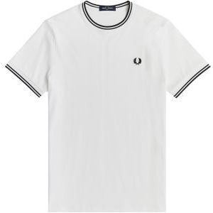 Fred Perry Twin Tipped regular fit T-shirt M1588, korte mouw O-hals, wit -  Maat: M