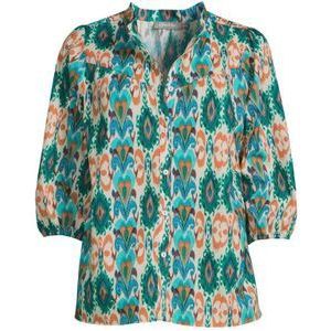 Geisha blouse met all over print groen/blauw/ecru