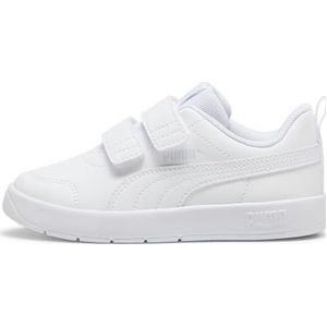 PUMA CourTFLEX V3 V PS, uniseks sneakers voor kinderen, wit, zilver, maat 35, Puma meerkleurig (White PUMA wit zilver mist), 35 EU